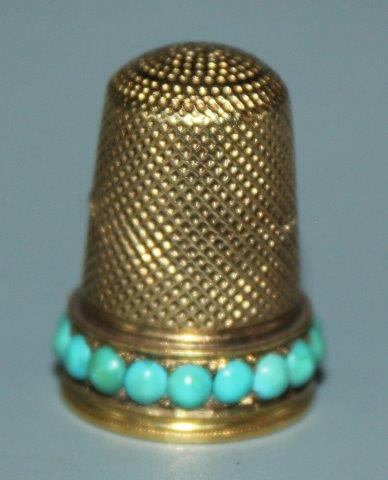 Gold and turquoise thimble